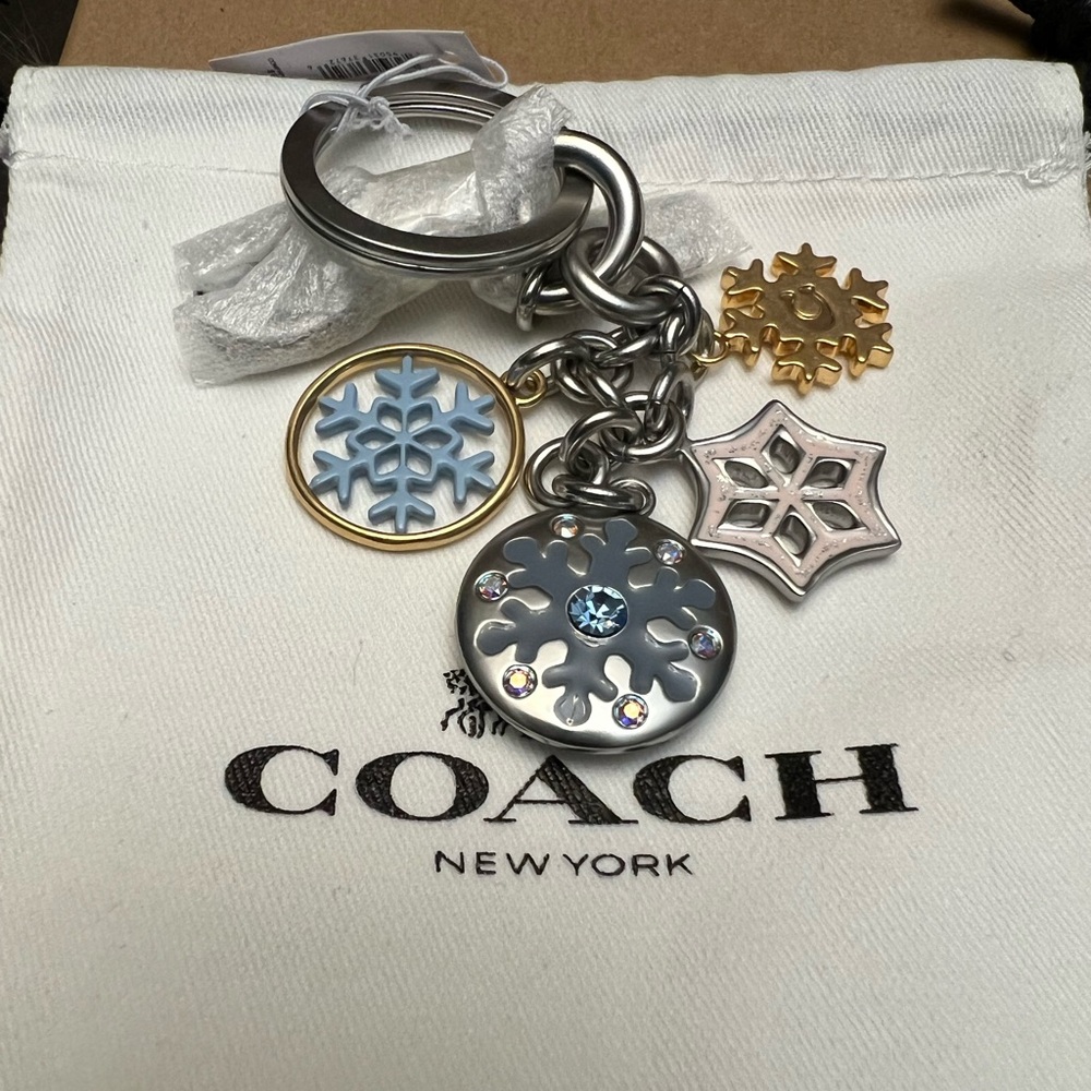 Coach Snowflake Charm Keychain NWT